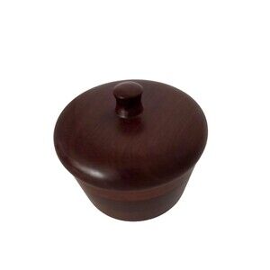 Vintage 1998 Hand Turned Wooden Bowl with Lid 5 in round 4 in tall, signed Myron